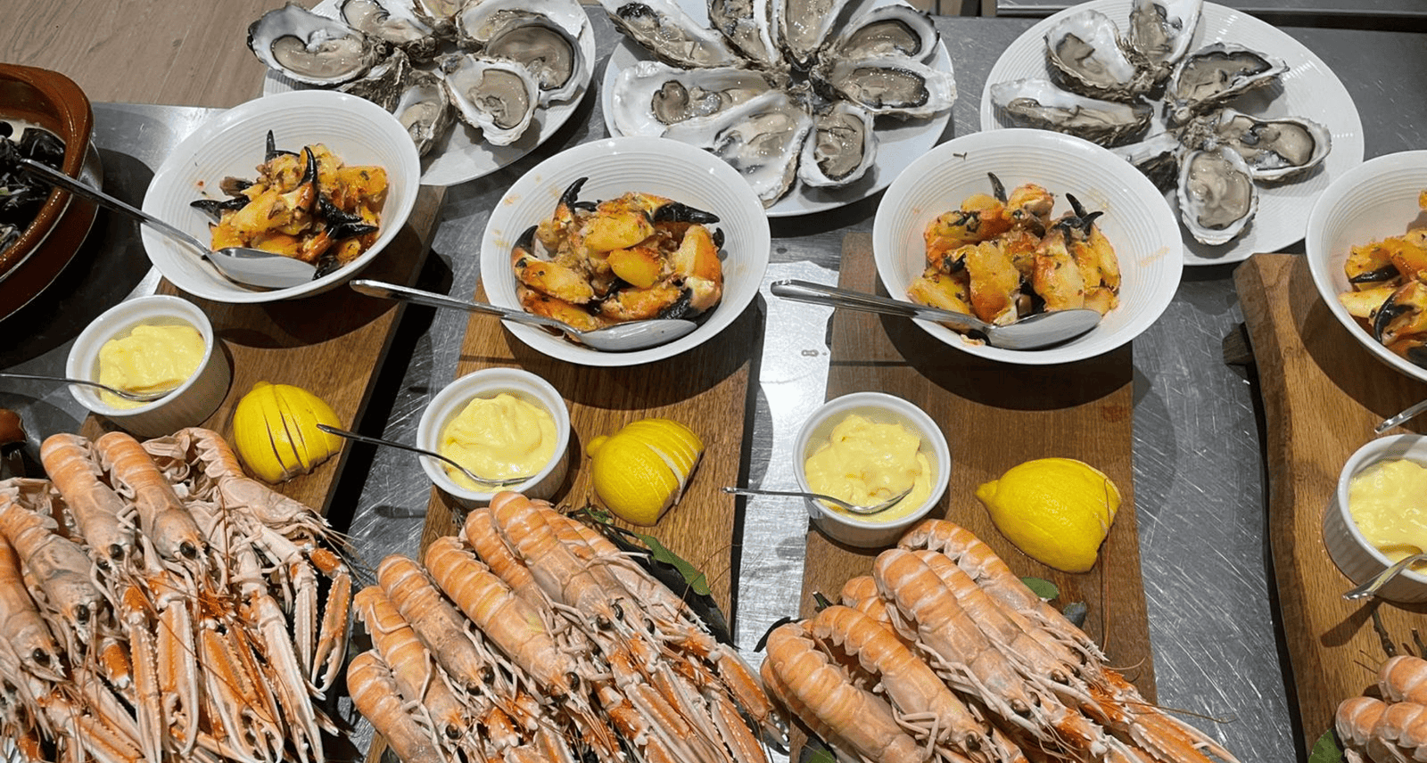 A table filled with sea food.